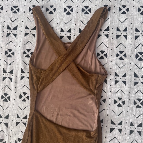 Petal & Pup Camel Backless Midi Dress - Picture 4 of 5
